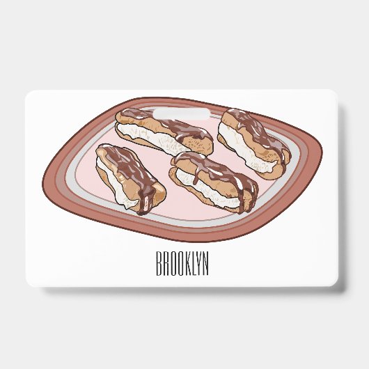 Chocolade eclair cartoon illustratie badge (Voorzijde)
