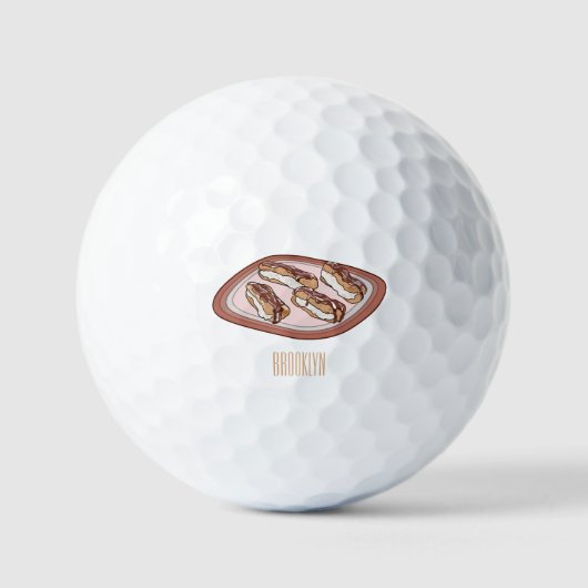 Chocolade eclair cartoon illustratie  golfballen (Voorkant)