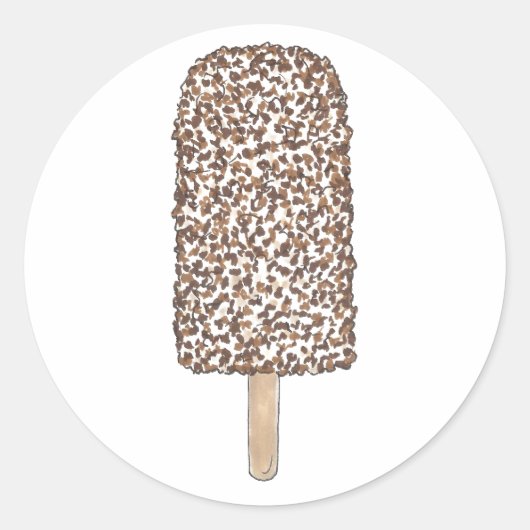 Chocolade Eclair Ice Cream Popsicle Pop Junk Food Ronde Sticker (Voorkant)
