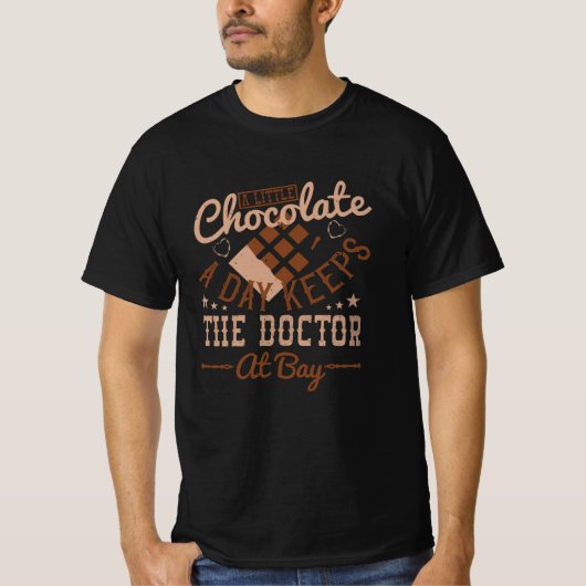 Chocolade - een beetje chocolade per dag t-shirt (Voorkant)