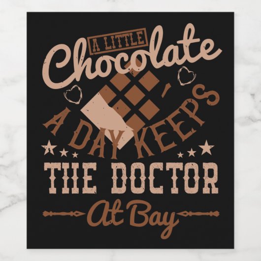 Chocolade - een beetje chocolade per dag wijn etiket (Enkel label)