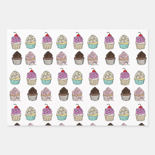 Chocolade en aardbeien Cupcakes Happy Birthday Inpakpapier Vel (Voorkant 2)