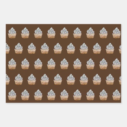 Chocolade en aardbeien Cupcakes Happy Birthday Inpakpapier Vel (Voorkant)