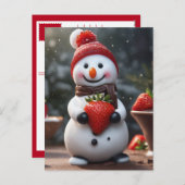 Chocolade en aardbeiensneeuwman feestdagenkaart (Voorkant / Achterkant)