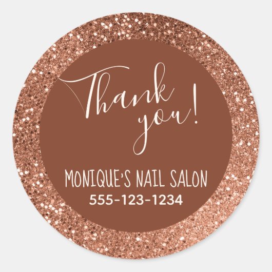 Chocolade en Beige Glitter Custom Named Ronde Sticker (Voorkant)