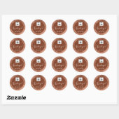 Chocolade en beige glittersjabloon met eigen logo ronde sticker (Vel)