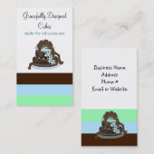 Chocolade en Blauwe Designtaart Visitekaartje (Voorkant / Achterkant)