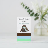Chocolade en Blauwe Designtaart Visitekaartje (Staand voorkant)