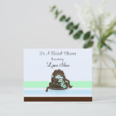 Chocolade en Blue Bridal Shower Invitation Kaart (Staand voorkant)