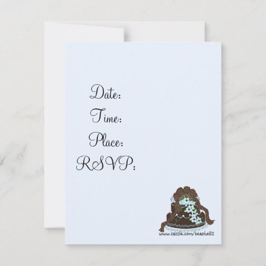 Chocolade en Blue Bridal Shower Invitation Kaart (Achterkant)