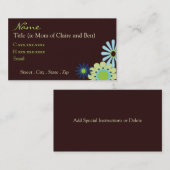 Chocolade en Blue Hip-kaart Contactkaartje (Voorkant / Achterkant)