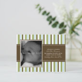 Chocolade en Blue Stripe Baby aangekondigd Aankondigingskaart (Staand voorkant)