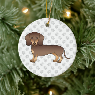 Chocolade En Bruine Korte Haren Dachshund Cartoon Keramisch Ornament