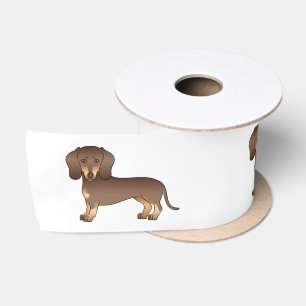 Chocolade En Bruine Korte Haren Dachshund Cartoon  Satijnen Lint
