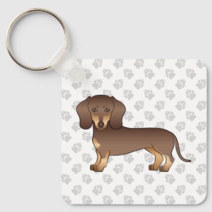 Chocolade En Bruine Korte Haren Dachshund Cartoon  Sleutelhanger