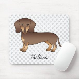 Chocolade En Bruine Korte Haren Dachshund & Naam Muismat