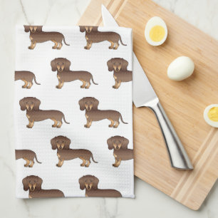 Chocolade En Bruine Korte Haren Dachshund Patroon Theedoek