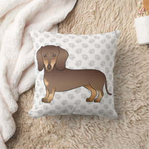 Chocolade En Bruine Korte Haren Dachshund & Pootje Kussen