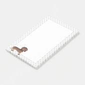 Chocolade En Bruine Korte Haren Dachshund & Pootje Post-it® Notes (Schuin)