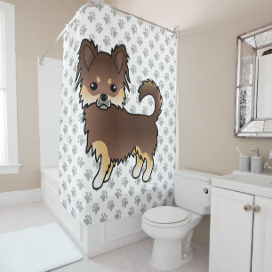 Chocolade En Bruine Lange Jas Chihuahua Hond & Poo Douchegordijn