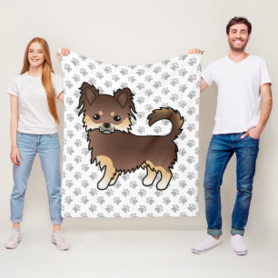 Chocolade En Bruine Langharige Chihuahua Hond & Po Fleece Deken