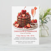 Chocolade en Champagne - Romantisch dessert Kaart (Staand voorkant)