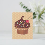 Chocolade en Cherry Cupcake Briefkaart (Staand voorkant)