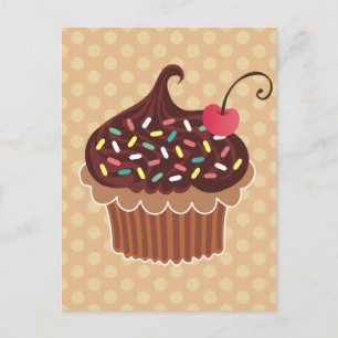 Chocolade en Cherry Cupcake Briefkaart