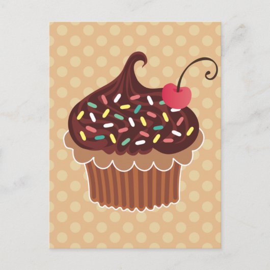 Chocolade en Cherry Cupcake Briefkaart (Voorkant)