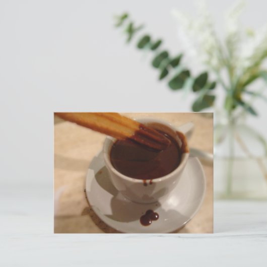 Chocolade en Churros Briefkaart (Staand voorkant)