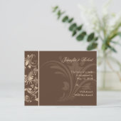 Chocolade en Crème Bloemen Scroll RSVP Briefkaart (Staand voorkant)