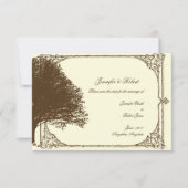 Chocolade en Ecru Filigree Bruiloft Save the Date (Voorkant)