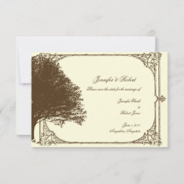 Chocolade en Ecru Filigree Bruiloft Save the Date