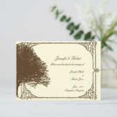 Chocolade en Ecru Filigree Bruiloft Save the Date (Staand voorkant)