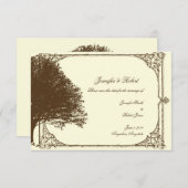 Chocolade en Ecru Filigree Bruiloft Save the Date (Voorkant / Achterkant)