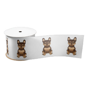 Chocolade En Effen Franse Bulldog Cartoon Hond Satijnen Lint