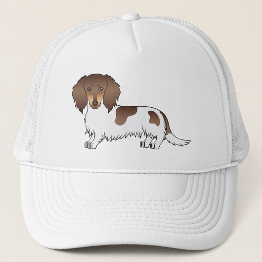 Chocolade En Effen Langharige Dwergdachshund Hond Trucker Pet (Voorkant)