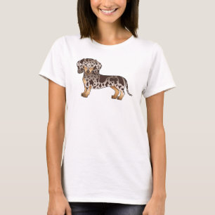 Chocolade En Effen Tweepuntige Kortharige Dachshon T-shirt