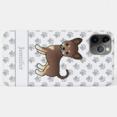 Chocolade En Effen Vacht Chihuahua Hond & Naam Case-Mate iPhone Case (Achterkant (horizontaal))
