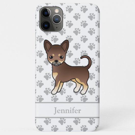 Chocolade En Effen Vacht Chihuahua Hond & Naam Case-Mate iPhone Case (Achterkant)
