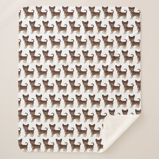 Chocolade En Effen Vacht Chihuahua Patroon Sherpa Deken (Voorkant)