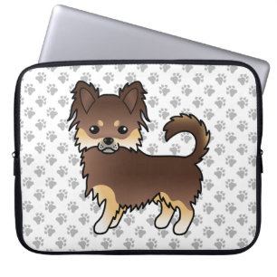 Chocolade En Effenbruine Langharige Chihuahua Hond Laptop Sleeve