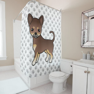 Chocolade En Effenhuidige Chihuahua Hond & Pootjes Douchegordijn