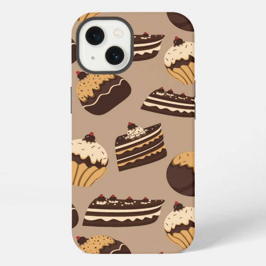 Chocolade en gebak patroon 3 iPhone hoesje (Achterkant)