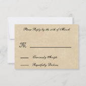 Chocolade en Gold Damask Wedding RSVP Kaartje (Achterkant)
