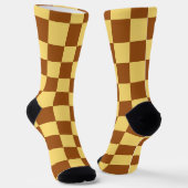 Chocolade en Gold Squares Funky Socks Sokken (Gebogen)