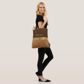 Chocolade en goud tote bag (Op model)