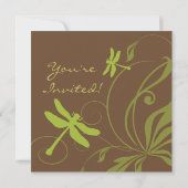 Chocolade en Green Dragonfly Wedding Invitation Kaart (Achterkant)