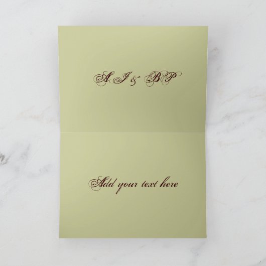 Chocolade en groene monogram bedankkaart (Binnen)