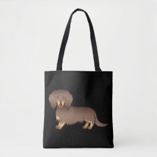 Chocolade en lange-Haardog in zwart Tote Bag